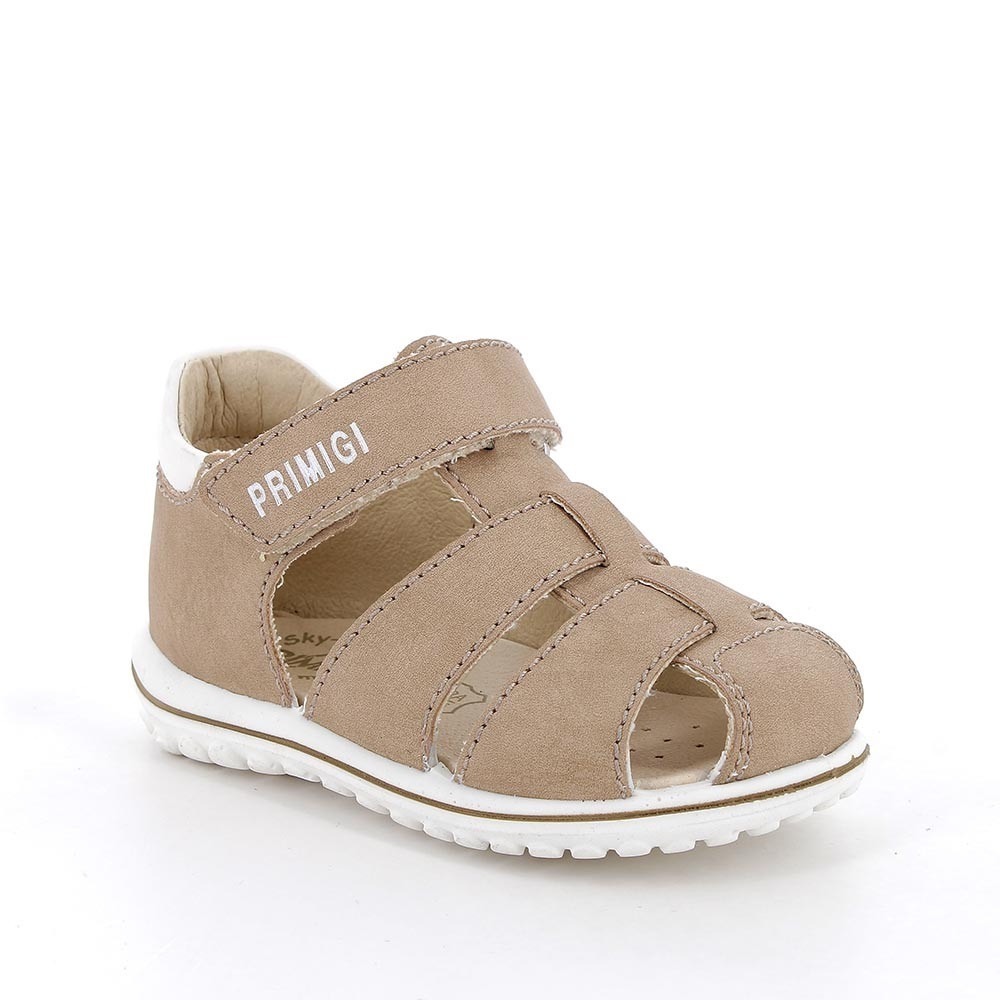 Primigi Closed Toe Sandals Boys 8.5 Taupe Anti Shock Leather Toddler  NWT